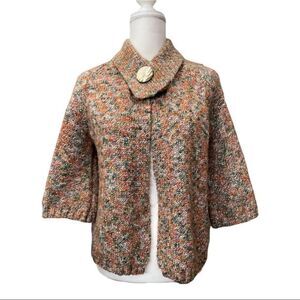TWEEDS Woman’s Wool Cardigan with Abalone‎ Button Closure,  Size Medium